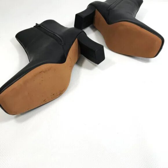 VINCE Leather Ankle Boots Square Toe Black Women Sz 10 - Picture 15 of 16